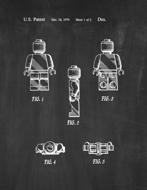 Legoman Toy Figure Patent Print