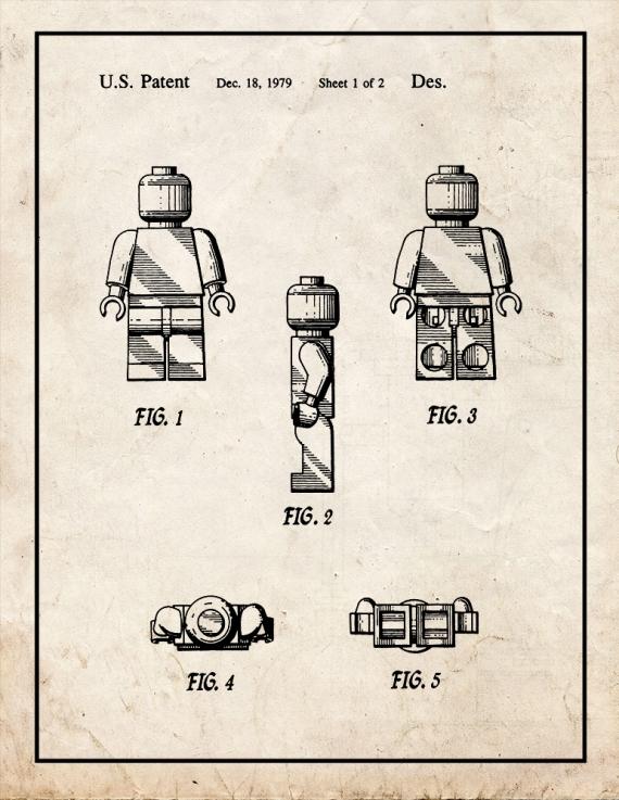 Legoman Toy Figure Patent Print