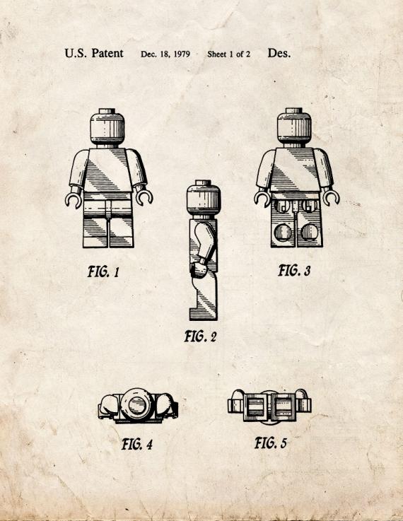 Legoman Toy Figure Patent Print