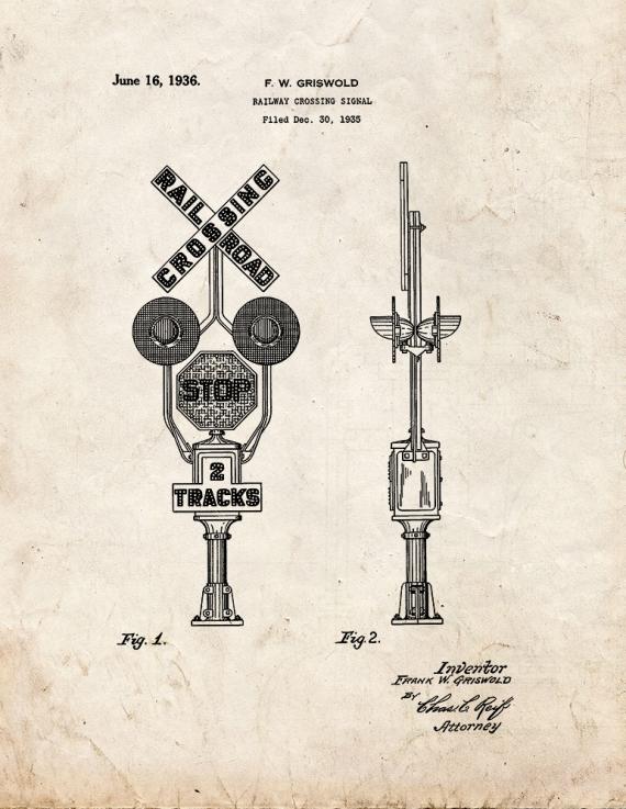 Railway Crossing Signal Patent Print