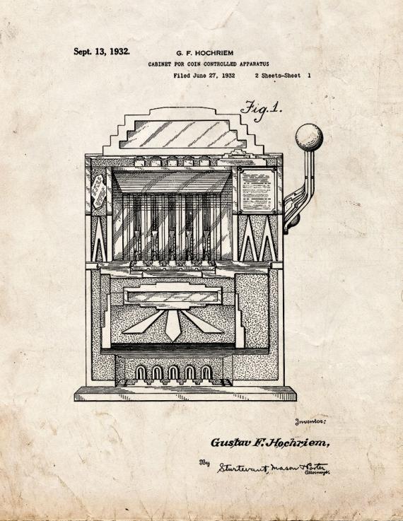 Cabinet For Coin Controlled Apparatus Patent Print