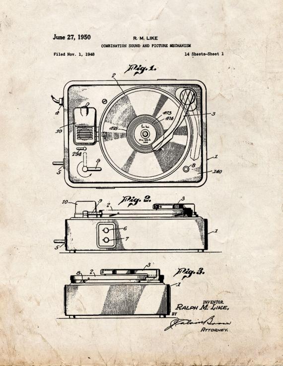 Record Player Patent Print