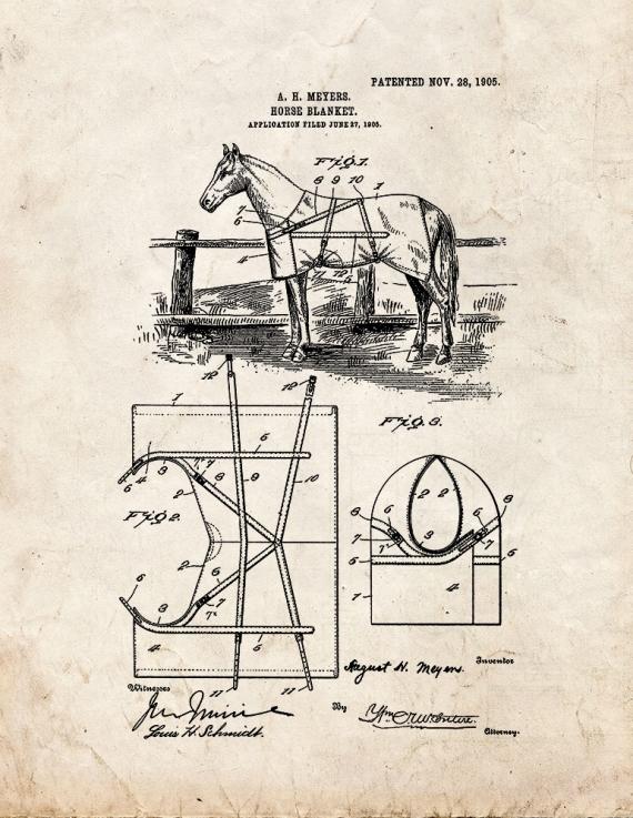 Horse Blanket Patent Print