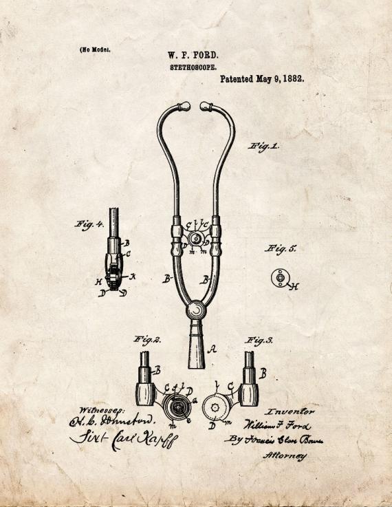 Doctor's Stethoscope Patent Print