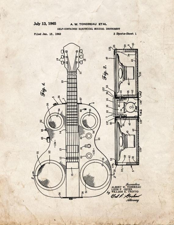 Self-contained Electrical Musical Instrument Patent Print