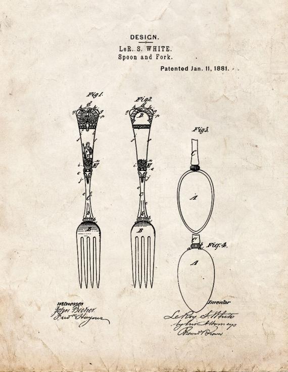 Spoon And Fork Patent Print