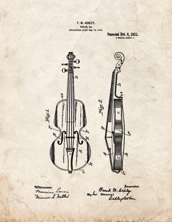 Violin Patent Print