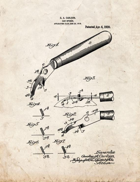 Can Opener Patent Print