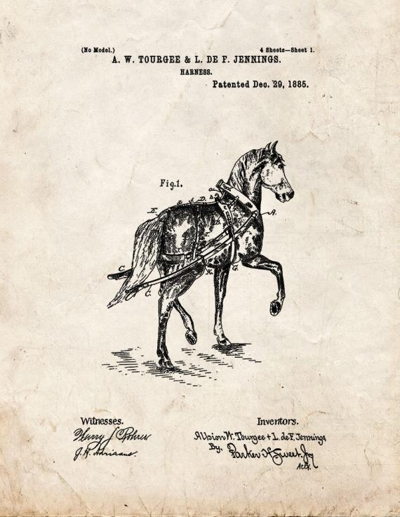 Horse Harness Patent Print