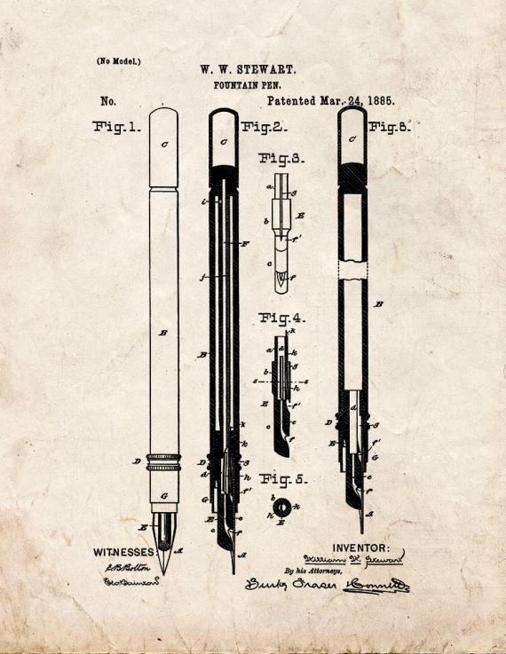 Fountain Pen Patent Print