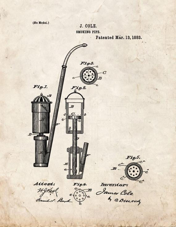 Smoking Pipe Patent Print