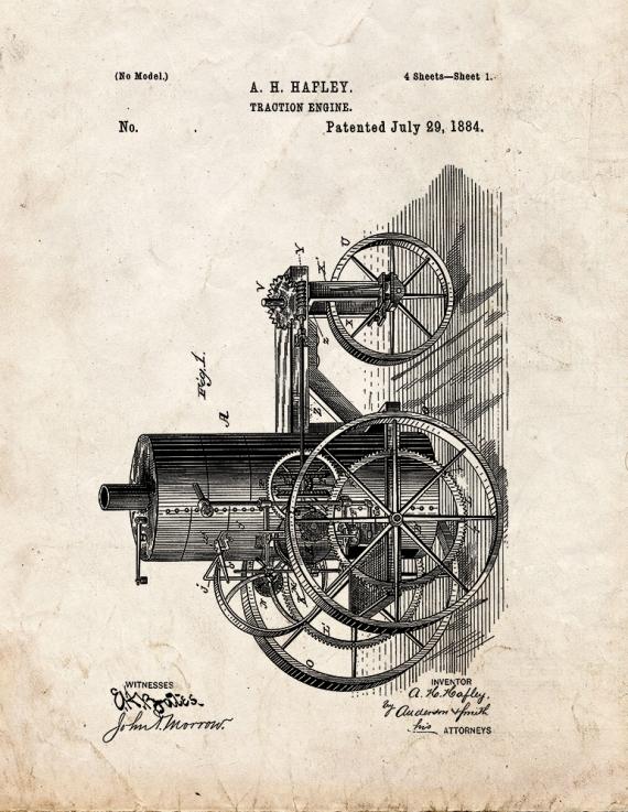 Traction Engine Patent Print