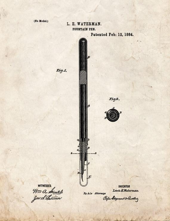 Fountain Pen Patent Print