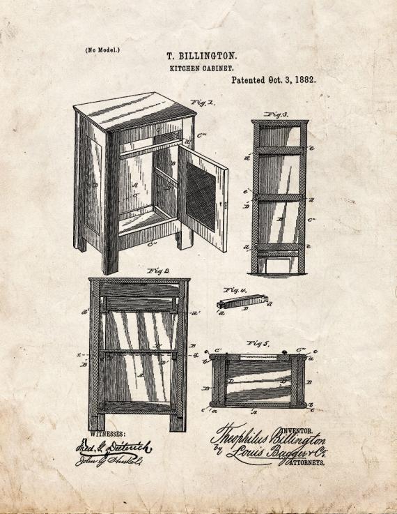 Kitchen Cabinet Patent Print