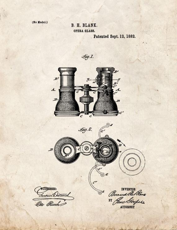 Opera Glasses Patent Print