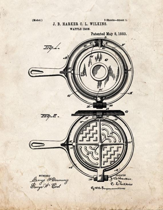 Waffle Iron Patent Print