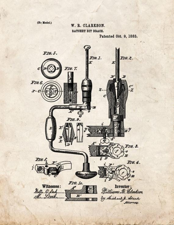 Ratchet Bit-brace Patent Print