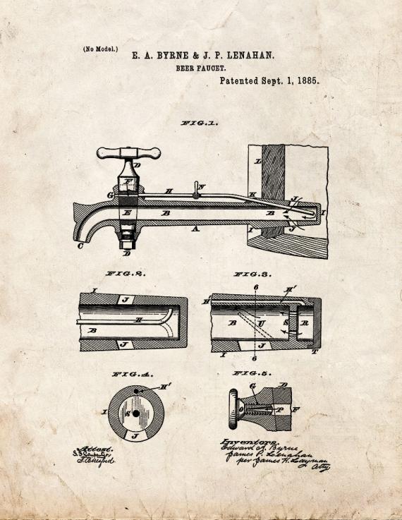 Beer Faucet Patent Print