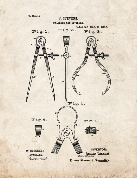 Calipers And Dividers Patent Print