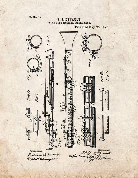 Clarinet Patent Print