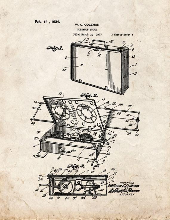 Coleman Portable Stove Patent Print