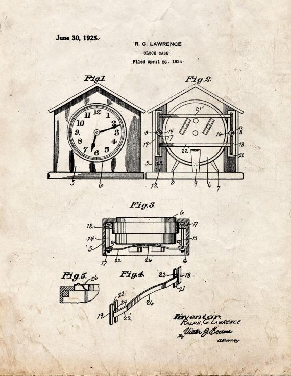 Clock Case Patent Print