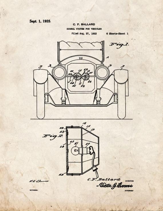 Signal System For Vehicles Patent Print