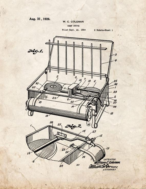 Coleman Camp Stove Patent Print