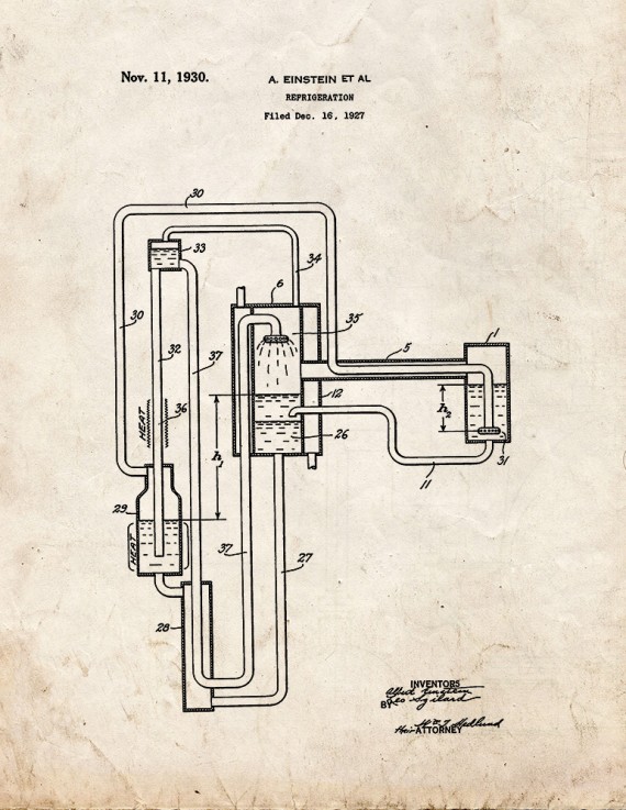 Einstein Refrigeration Patent Print