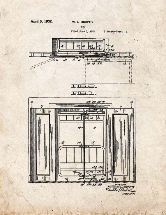 Murphy Bed Patent Print