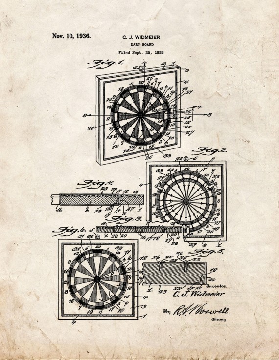 Dart Board Patent Print