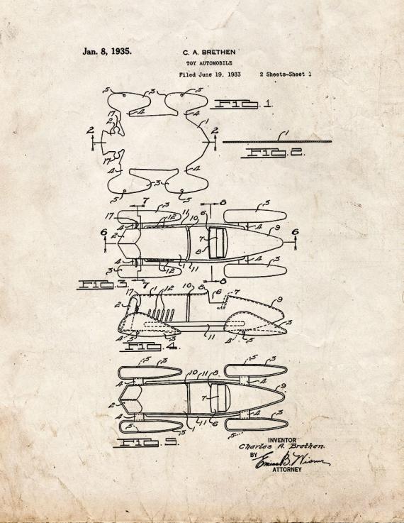 Toy Automobile Patent Print