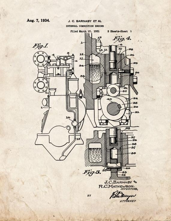 Internal Combustion Engine Patent Print