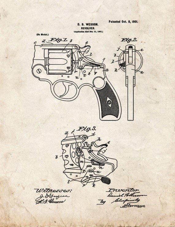 Wesson Revolver Patent Print