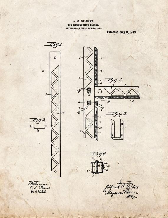 Toy Construction-blocks Patent Print