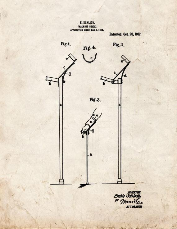 Walking-stick Patent Print