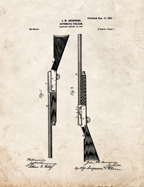 Browning Semi-Auto Shotgun Patent Print