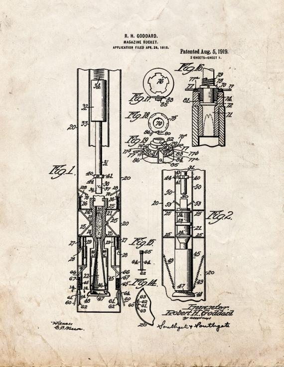 Magazine Rocket Patent Print