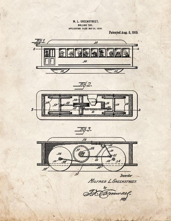 Rolling Toy Patent Print