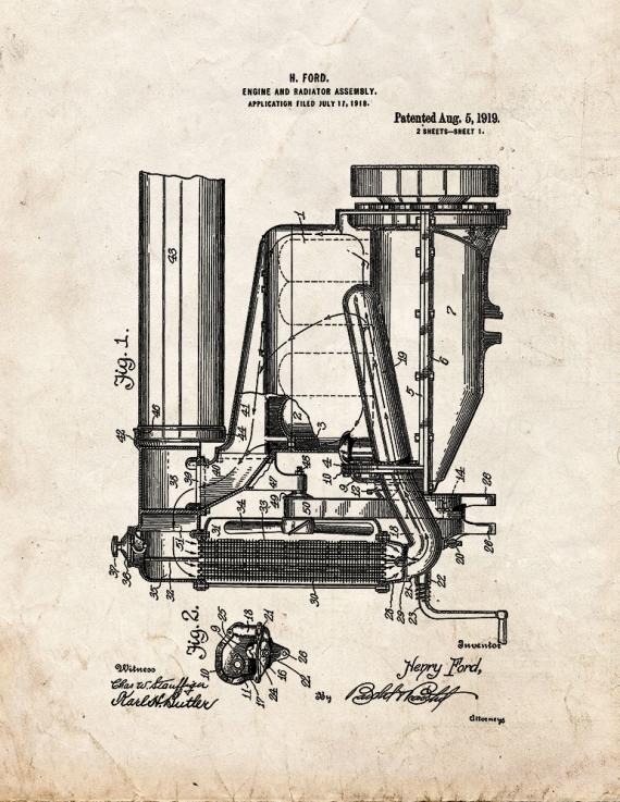 Ford Engine And Radiator Assembly Patent Print