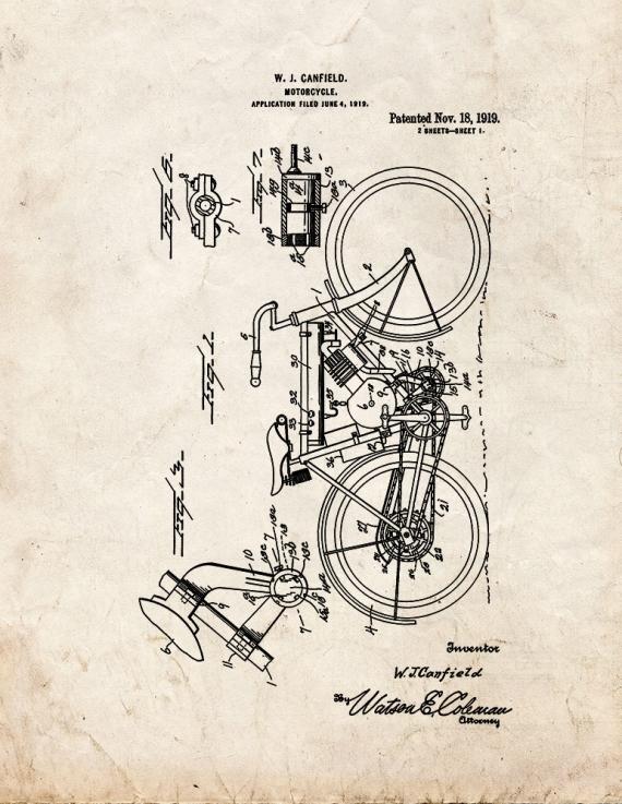 Motorcycle Patent Print