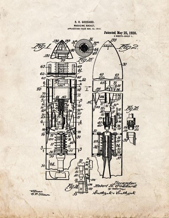 Magazine Rocket Patent Print