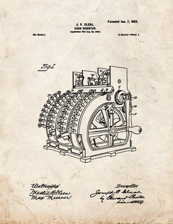 Cash Register Patent Print
