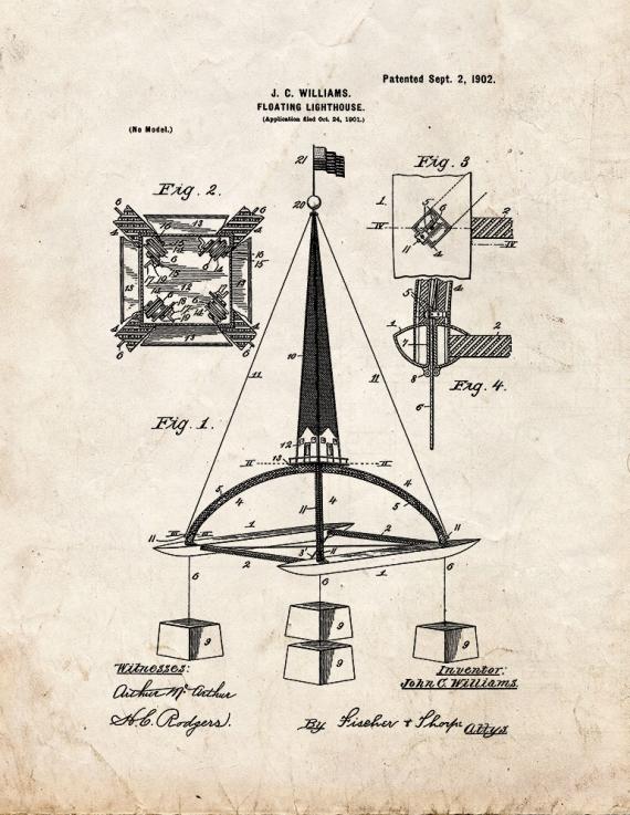 Floating Lighthouse Patent Print