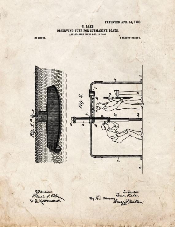 Observing-tube For Submarine Boats Patent Print