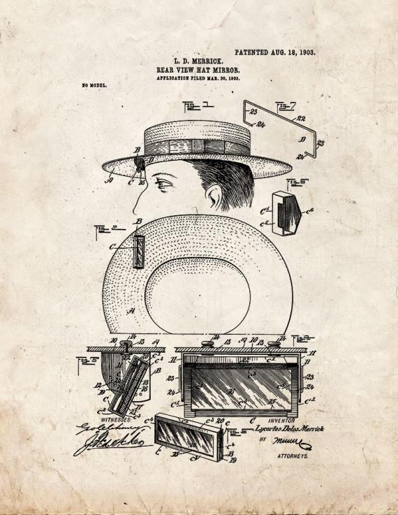 Rear-view Hat-mirror Patent Print