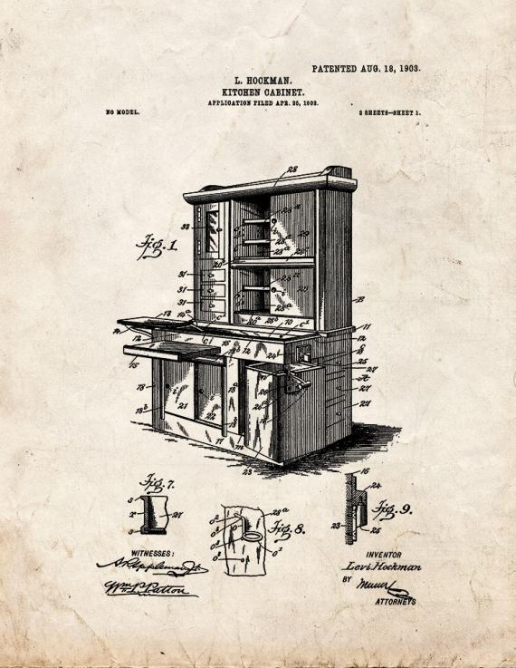 Kitchen Cabinet Patent Print
