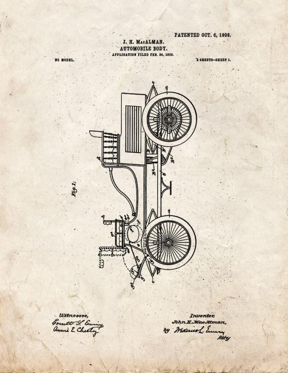 Automobile Body Patent Print