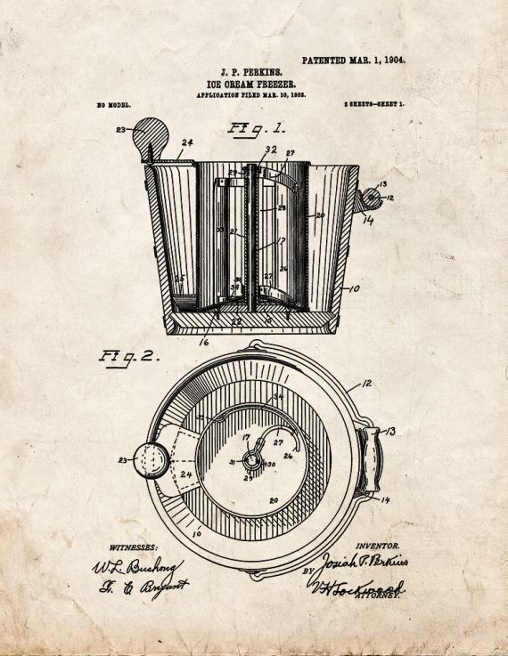 Ice Cream Freezer Patent Print