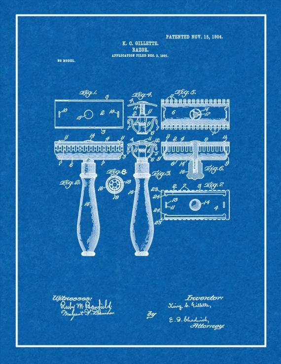 Gillette Razor Patent Print